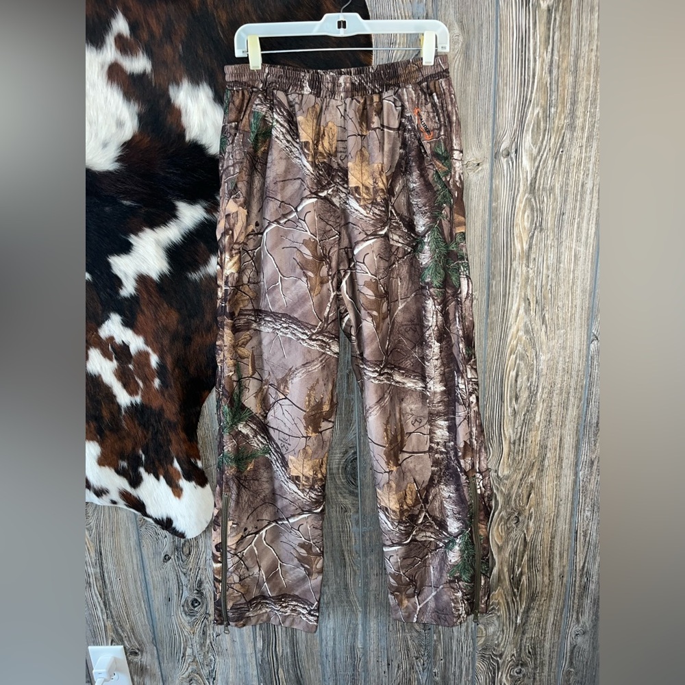 Mens realtree size large zip side leg pullon elastic waist camouflage hunting